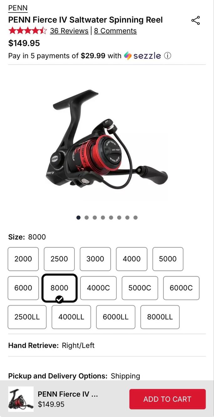 PENN Fierce IV 8000 Saltwater Spinning Reel